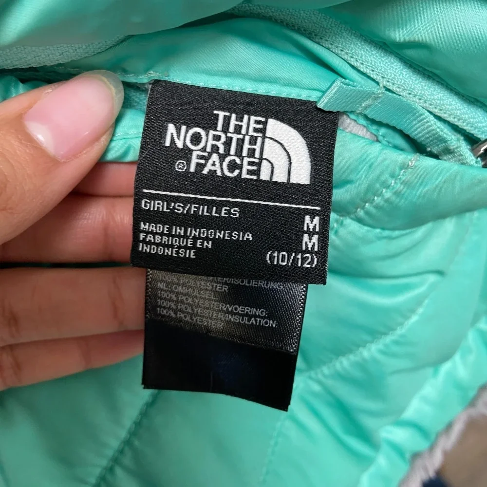 The North Face Mossbud Reversible Jacket Girls Medium 10/12 Aqua Green Full Zip